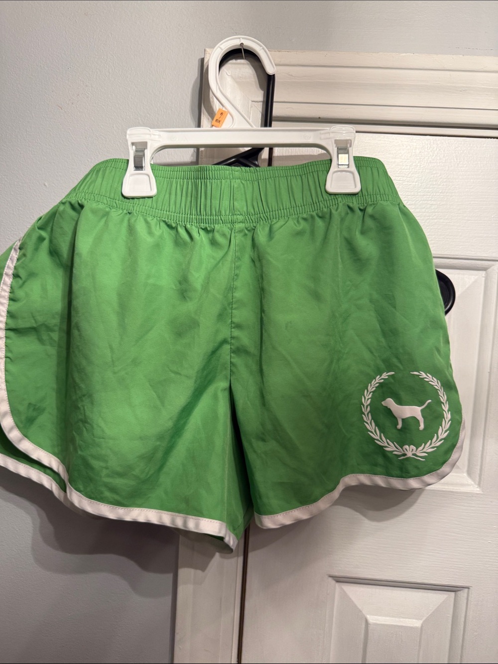 PINK Victoria's Secret Green Athletic Shorts with White Trim